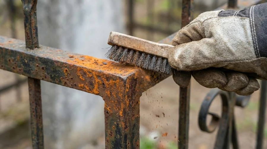 mehanicheskaya-ochistka-ogrady-ot-rzhavchiny